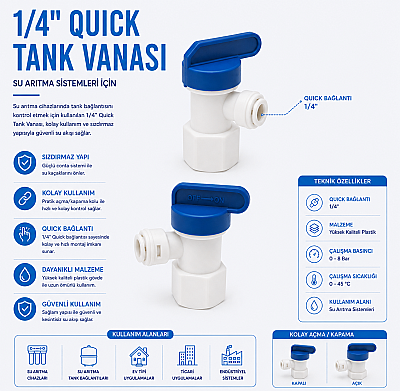 1/4” Metal Denge Tank Vanası, Plastik (TAE) - 1