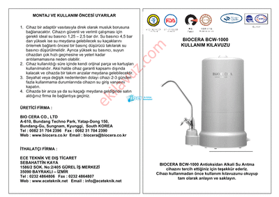 Biocera BCW-1000 Antioksidan Alkali Su Cihazı