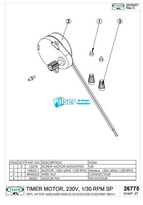 Fleck - Fleck FL26775 Timer Motor 220 V 1/30 RPM Fleck - Fleck FL26775 Timer Motor 220 V 1/30 RPM