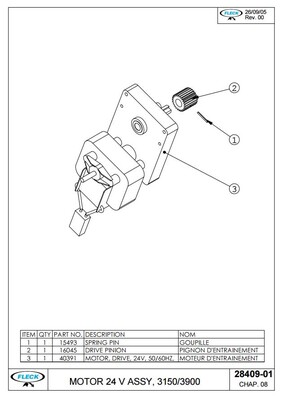 Fleck FL40391 3150-3900 Drive Motor 24V- FL28409-01 - 3