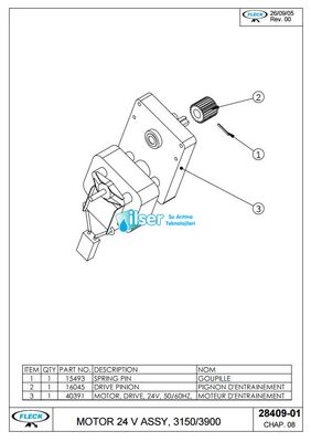 Fleck FL40391 3150-3900 Drive Motor 24V- FL28409-01