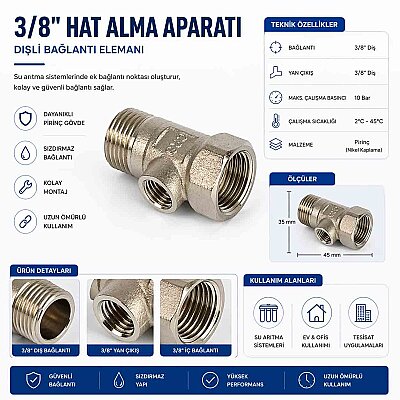 3/8” Tezgahaltı Su Alma Bağlantı Aparatı - Natural Water 