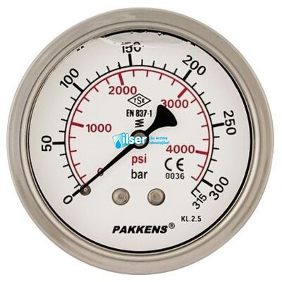 Merkez (arka) Bağlantılı 0-10 bar / 0-20 bar (Ø 63 mm) Gliserinli Manometreler