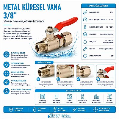 Metal Küresel Vana 3/8