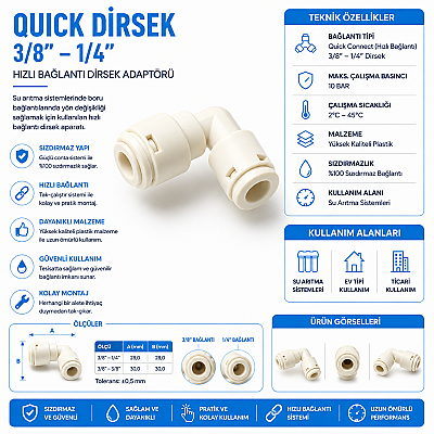 Fittings, 3/8”-T , 1/4”-P, Quick - 1