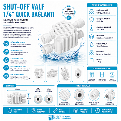Shut-Off Valf 1/4 Quick Bağlantı - 6