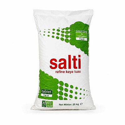 Tablet Tuz - 25kg Salti Rafine Arıtma Tuzu - İyotsuz Çankırı Kaya Tuzu - Salti