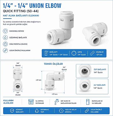 5044 Fittings, 1/4” - 1/4”T, Quick - 1